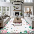 thumbnail image 3 of 5'x8' Area Rugs, Pink Flamingo Indoor Outdoor Area Rug for Living Room Bedroom, Tropical Botanical Summer Butterfly Flower Washable Bathroom Rugs Kitchen Floor Carpet Mats Home Decor Aesthetic, 3 of 8