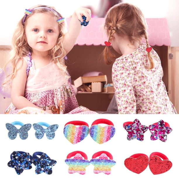 Fiudx Joyas Lazo De Goma Para El Pelo Con Lentejuelas Y Estrella De Cinco Puntas Degradado Con Lazo De toalla De Alta Elasticidad Para Niñas