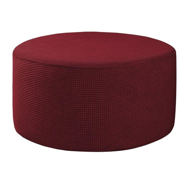 veasfak Housse de Pédale Élastique Extensible Rangement Ottoman Housse de Tabouret Rond Petit Canapé 12rouge Vin