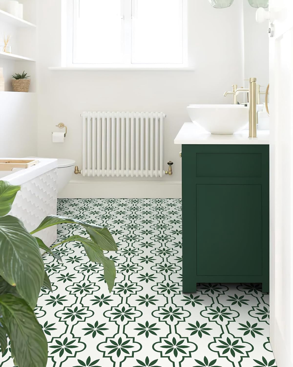 MORCART Peel and Stick Floor Tile, Vinyl Flooring Waterproof, DIY Flooring for Bathroom, Kitchen, Fireplace, Pet House, Stairs, Bedrooms, Wall (20PCS,7.87" x 7.87",Green)