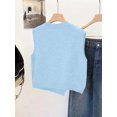 thumbnail image 2 of 1pc Solid Color Cropped Round Neck Asymmetrical Button Design Fashion Layering Sleeveless Knit Vest Tank Top Summer, Effortless Style, 2 of 9