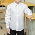 thumbnail image 6 of Riecok Boys School Uniform Shirts Lapel Collared Solid Button up Blouse Cotton Long Sleeve Fall Dress Tops, 6 of 9