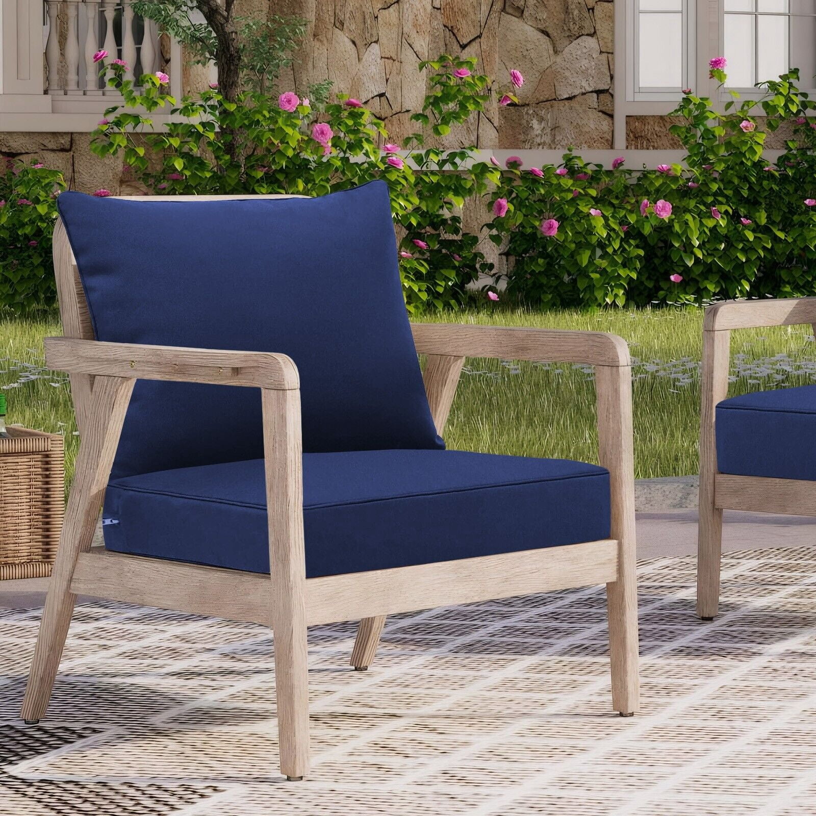 JIAN YA NA Outdoor Seat Cushion Set,  Waterproof Patio Furniture Cushion Pads, 19x19in, Navy