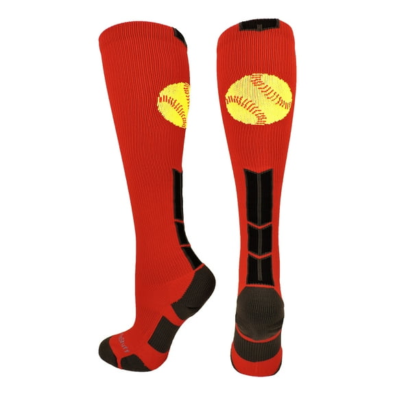 Softball Logo Over the Calf Socks (Scarlet/Black/Graphite, Medium)