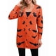 thumbnail image 2 of Cárdigan de Punto Holgado Informal de Larga con Botones para Mujer, con Diseño de Murciélago de Halloween. Color Naranja L, 2 of 10