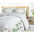 thumbnail image 5 of Ambesonne Anemone Flower Duvet Cover Sets, Fresh Plants, 2-Queen, Green Peach Black, 5 of 7