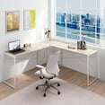 thumbnail image 2 of L-Shaped Computer Desk, Industrial Office Corner Desk - Split Into 2 Rectangle Desks, Wood Tabletop Home Gaming Desk with Metal Frame, Large 2 Person Table for Home Office Workstation, 2 of 10