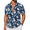 D - Navy Blue & White Floral, variant on Beach Button Up Shirts for Men Hawaiian Flower Short Sleeve Shirts Tropical Beach Shirts