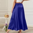 thumbnail image 4 of QATAINLAV Maxi Satin Silk Skirts for Womens High Waisted Elastic Long A-Line Skirt Summer Soft Party Flowy Skirts with Pockets Blue XXL, 4 of 5