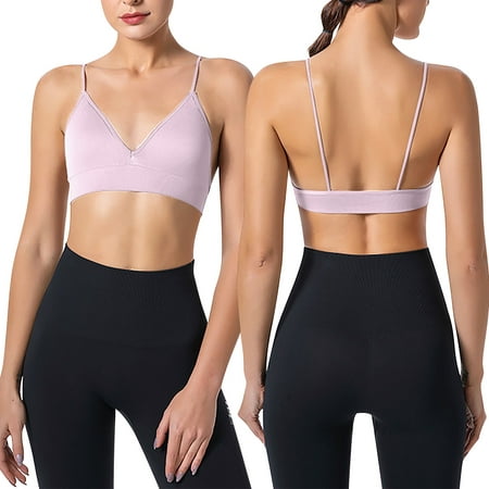 Cathalem Cute Sports Bras For Women Padded Strappy Medium Support