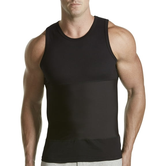 Harbor Bay by DXL Big and Tall Men's Shapewear Tank T-Shirt, Black, 2XL