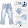 thumbnail image 5 of GINGTTO Men's Light Wash Baggy Straight Leg Jeans - Stretchy Relaxed Fit Denim Pants for Casual Daily Wear, 5 of 9