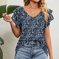 thumbnail image 4 of SELONE Peplum Tops for Women Dressy Summer Short Sleeve Tops Blouses Regular Fit T Shirts Pullover Tees Tops Abstract Print T-Shirts V Neck Tops Blouses Easy Care Soft Breathable Pullover Tops Navy S, 4 of 5