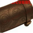 thumbnail image 2 of Tool Bag Roll Pure Brown Leather Retro Big Paisley Design Motorbike, 2 of 3