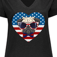 thumbnail image 4 of Inktastic Pug Dog Patriotic US Flag Heart Women's Plus Size V-Neck T-Shirt, 4 of 5