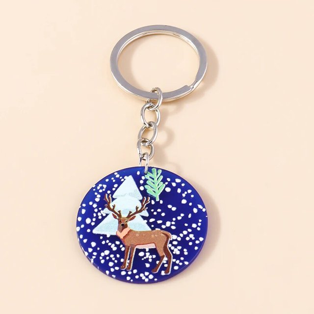 LLavero de Navidad para hombre y mujer, colgante de bolso, joyería DIY, regalos de fiesta, muñeco de nieve, ciervo, Santa Claus