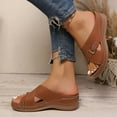thumbnail image 4 of Sandals For Women 2025 Wedge Thick Heel Arch Support Open Toe Slip-on Slides Slippers Women's Trendy Casual Shoes for Beach Fashion 7.5, 4 of 8