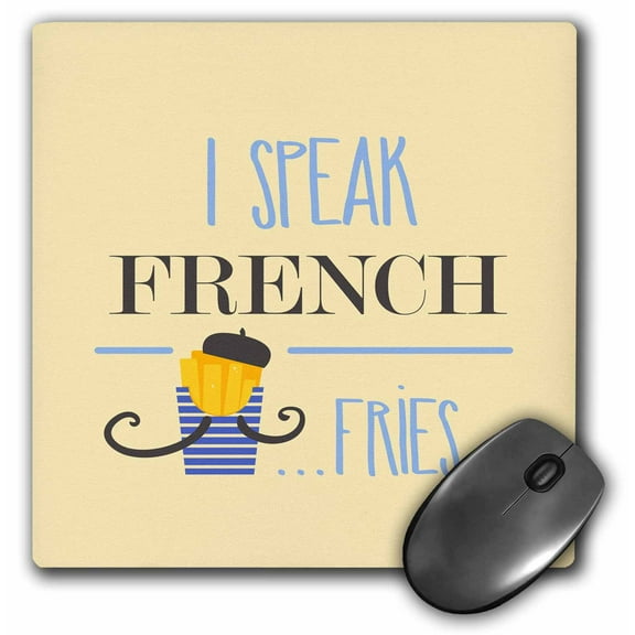 3dRose, I Speak French Fries- Funny Food Typography and Illustration, MousePad
