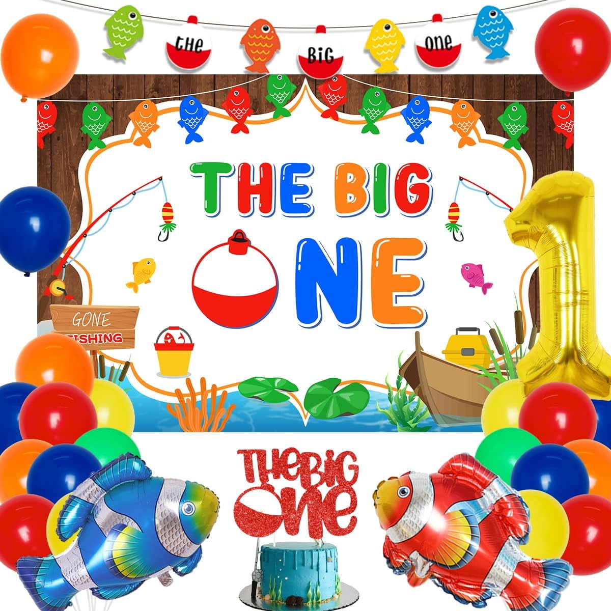  Gone Fishing Large One Letter Sign First Birthday The
