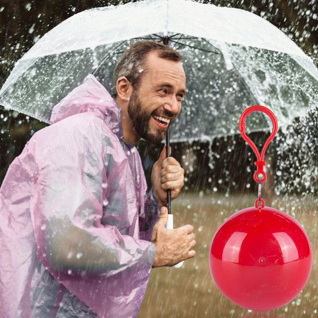 Emergency Hooded Raincoat for Adults Compact Packable Design with Secure Key Chain and Durable