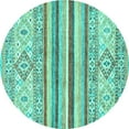 thumbnail image 1 of Ahgly Company Indoor Round Abstract Turquoise Blue Modern Area Rugs, 6' Round, 1 of 4