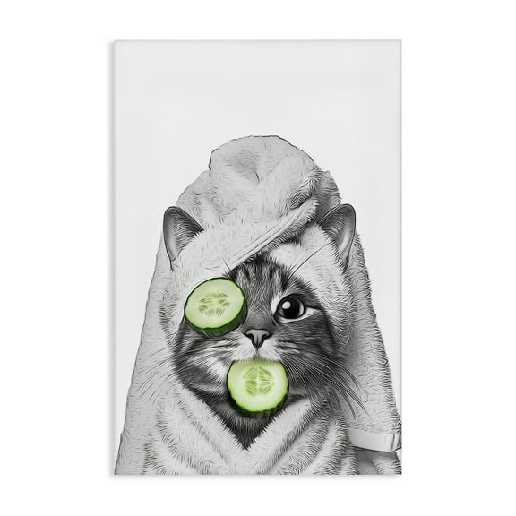 Stupell Industries Spa Bath Day Cat Typography Painting Gallery Wrapped Canvas Art Print Wall Art, 16 x 24