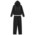 thumbnail image 3 of HAiming Plus Size Pajama Sets for Women 2 Piece Sleepwear Ribbed Knit Long Sleeve Hoodies Loose Pants Lounge Sets, 3 of 5