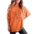 thumbnail image 2 of LEBONYARD Womens Summer Clothes,Tops for Women Trendy Summer fashion deals,Women's Fashion Summer Round Neck Drop Sleeves Leisure Short Sleeve Fruit Printing Tops Orange M, 2 of 7