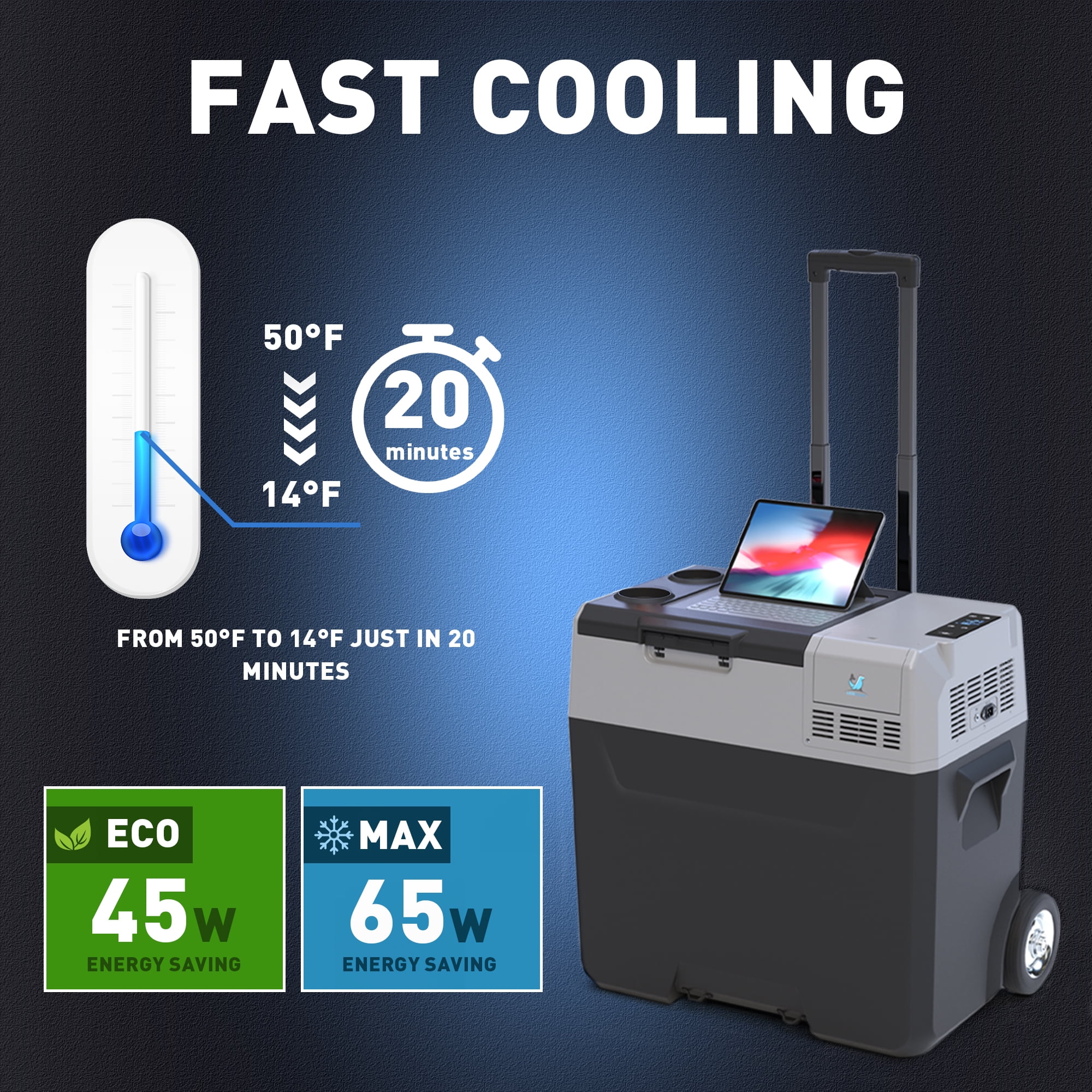 32Qt Portable Refrigerator Car Freezer with 6" off-Road Wheels, 12V,45W Cooler Freezer,Low Noice