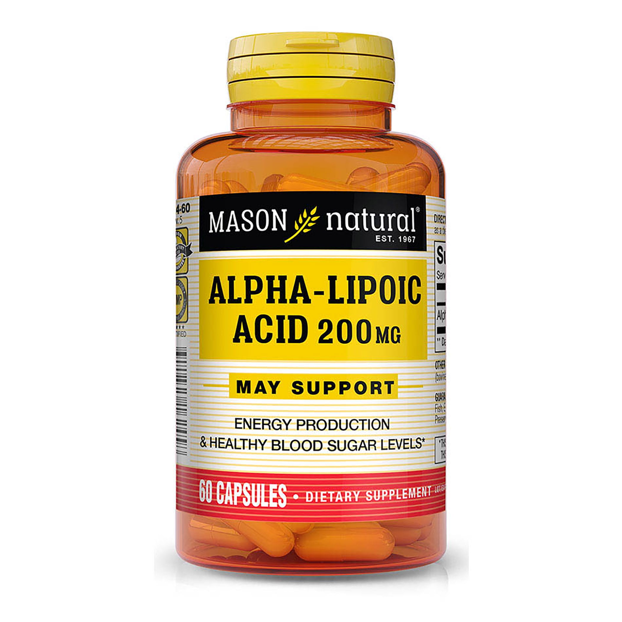 Mason Natural Alpha Lipoic Acid 200 mg - Supports Energy Production,  Antioxidant Support Supplement, 60 Capsules