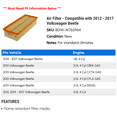thumbnail image 2 of Air Filter - Compatible with 2012 - 2017 Volkswagen Beetle 2013 2014 2015 2016, 2 of 2