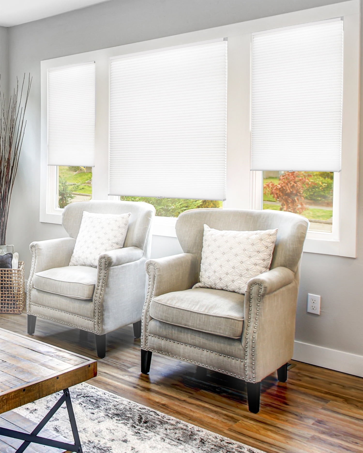 Chicology Cordless Cellular Shade Light Filtering, Limestone 28.25"W x 72"H