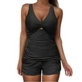 thumbnail image 4 of GERsome Tankini Swimsuits for Women Twist Front Keyhole Two Piece Bathing Suits Tankini Tank Top with Boyshorts S-2XL, 4 of 9