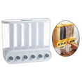 thumbnail image 2 of Wall-Mounted Dry Food Storage Dispenser Grains organization essentials cereal dispenser Rice Box storage box jars lid Candy Organizer 6 Grid White, 2 of 8