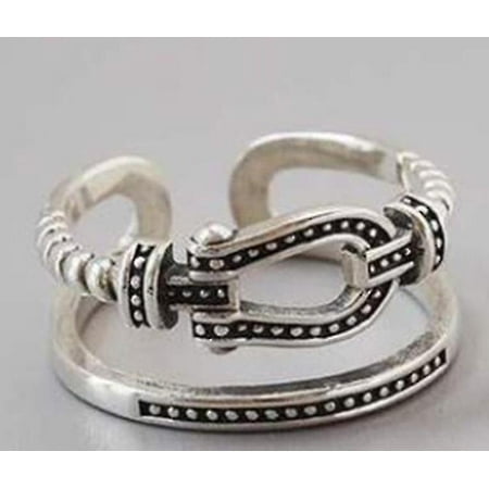 Vintage Thai Silver Castle Ring - 925 Sterling Silver Geometric Opening Design Index Ring, No Gemstone