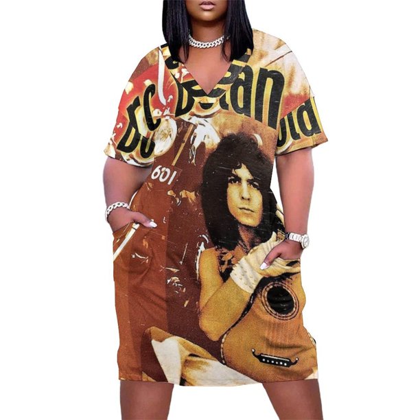 Póster de guitarra Bolans para mujer vestido de bolsillo suelto ropa de verano para mujer vestido de hada para mujer vestidos de fiesta de diseñador de lujo