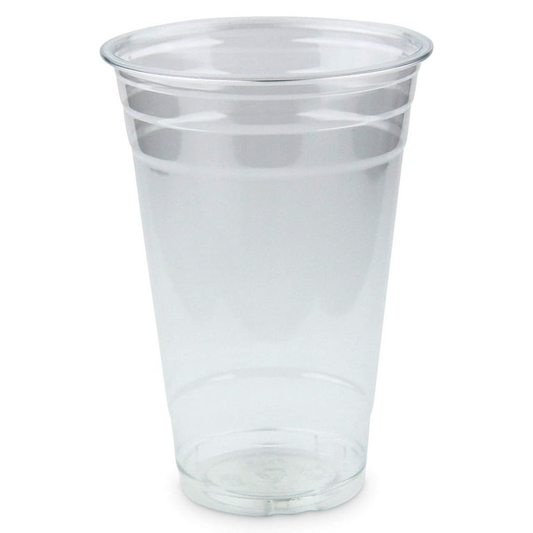 LONGRV Clear Plastic Cups with Straw Slot Lid , PET Crystal Clear  Disposable Cups 20 oz for Iced Cold Drinks Coffee Tea Smoothie Bubble Boba  