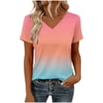 thumbnail image 4 of LVHAOGJOB Womens Tees V Neck Summer Shirts Short Sleeve Print Tops for Ladies Daily, 4 of 5