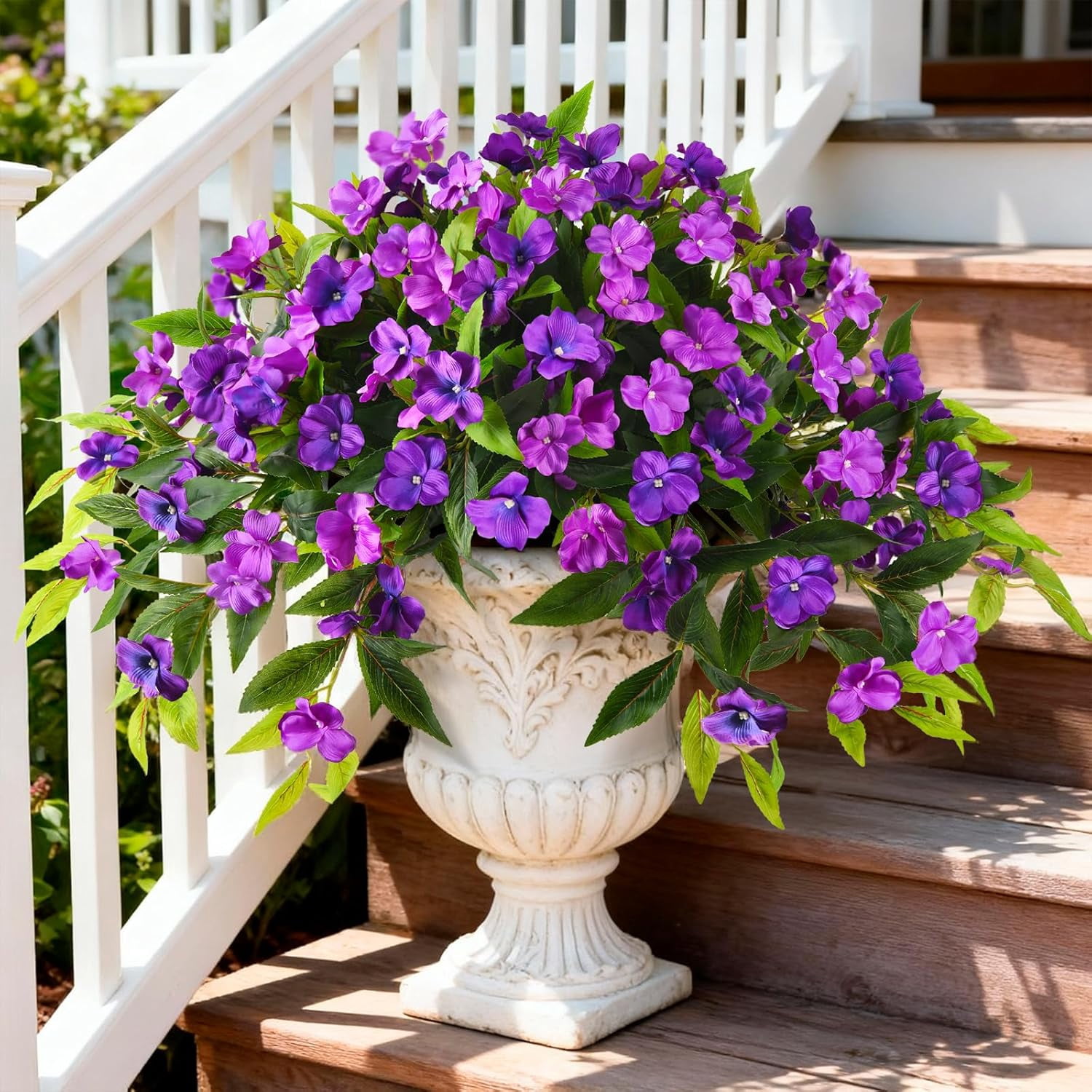 Hommyea Artificial Fake Hanging Flowers Plants Basket for Outdoors Outside Decoration UV Resistant Faux Silk Flowers Look Real Plastic Flowers for Spring Planters Home Porch Patio Garden Decor