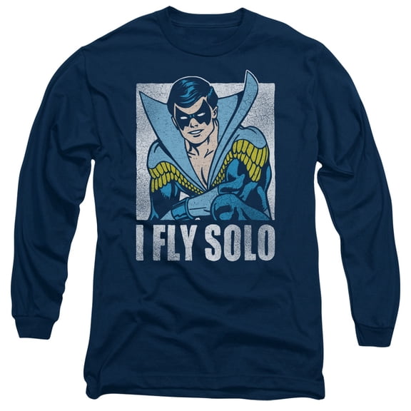 DC Comics Fly Solo-Long Sleeve Adult 18/1 Navy