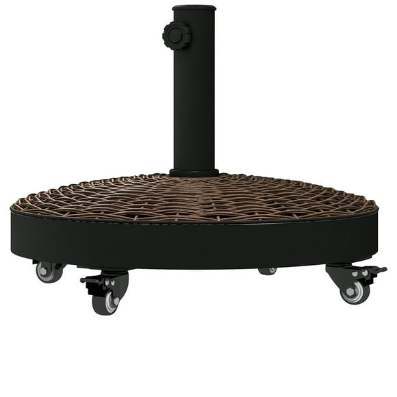 Outsunny 20.5" Round Resin Patio Umbrella Base with Braked Wheels