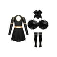thumbnail image 4 of Sxiwei Girls Cheerleading Uniform Long Sleeve Leotard Dress Cheer Leader Outfits Performance Costume A Black&White 8, 4 of 5