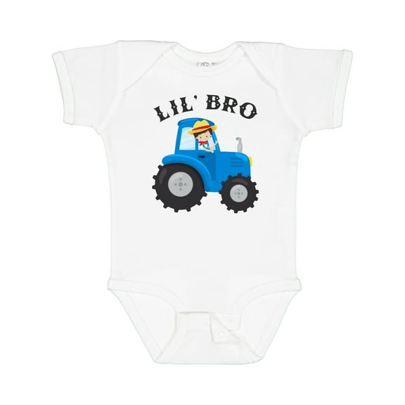 Inktastic Farmer Tractor Little Bro Boys Baby Bodysuit