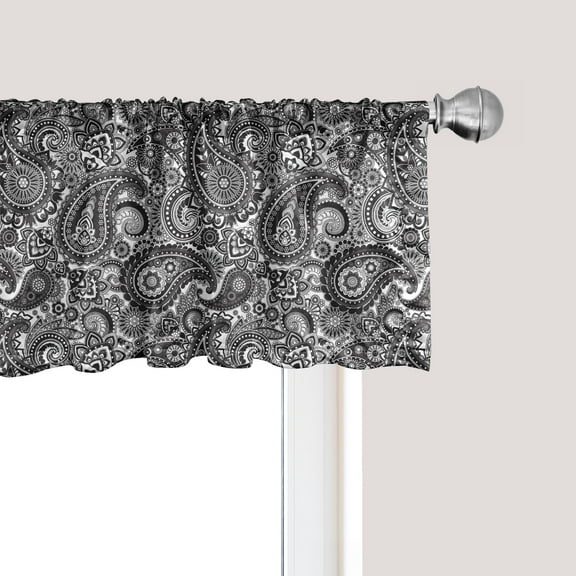 Ambesonne East Valance Pack of 2, Lace Like Traditional, 42"X18", White and Charcoal Grey