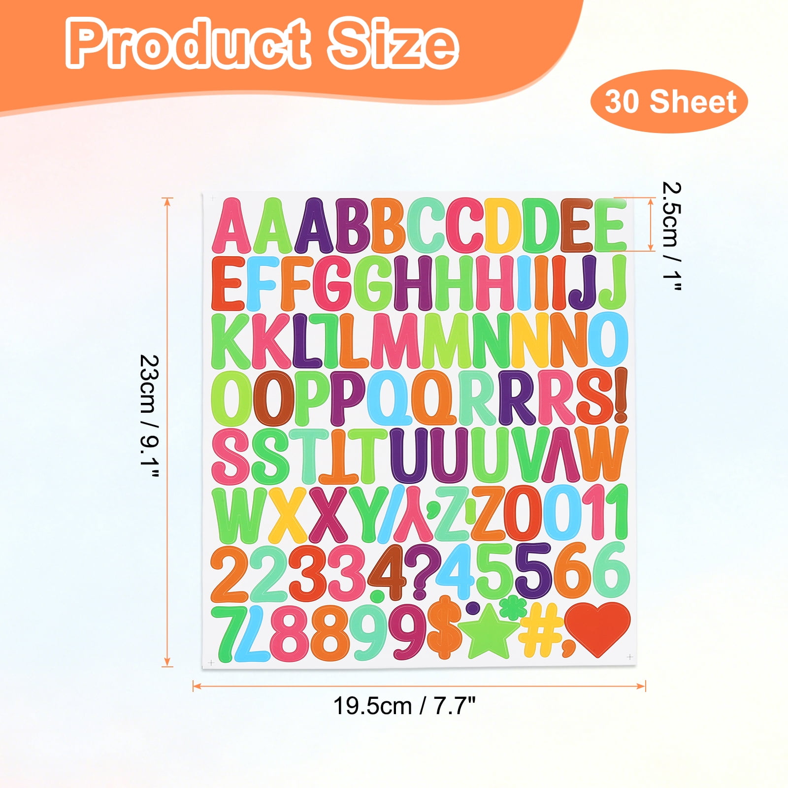 Uxcell 1 Inch Letter Stickers, 30 sheet Alphabet Number Stickers Self Adhesive Handwriting Vinyl Stick on Letters for Mailbox Number Scrapbooking Sign Bottles Craft, Colorful
