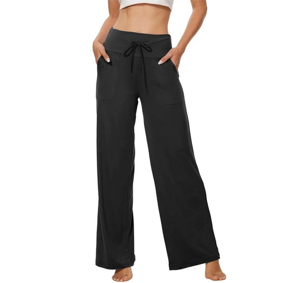 JJHGVB Yoga Pants Flare Leggings Casual Cropped Wide Leg Pants With Pocket Stylish Loose Fit Culottes Ideal For Travel Work Or Summer Outings Wide Leg Pants Woman Workout Pants Black 1 L