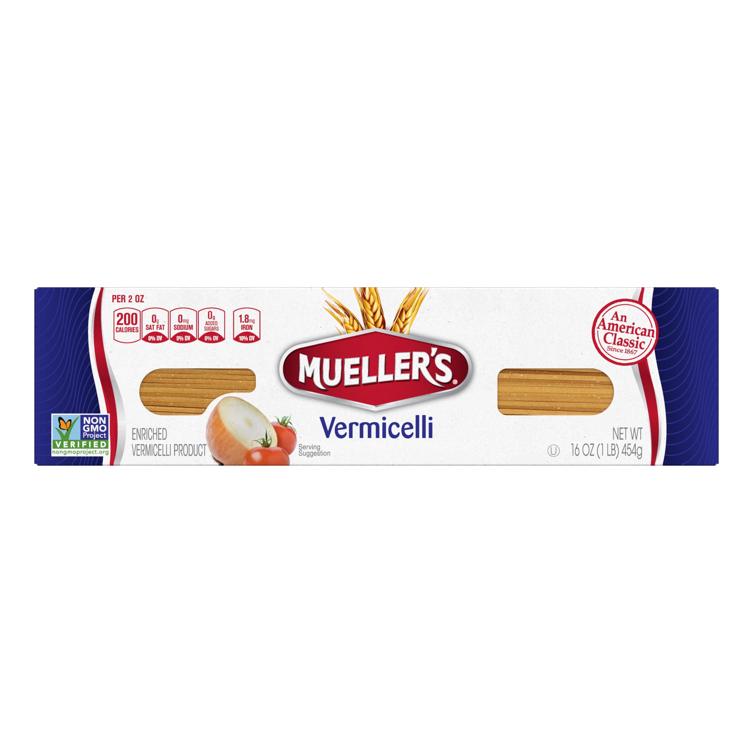 (4 pack) Mueller's Sodium-Free, Cholesterol-Free Vermicelli Pasta, 16 oz (Shelf-Stable)