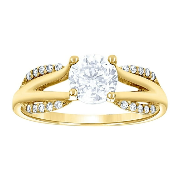14k Yellow Gold Womens Cubic Zirconia Polished Finish Engagement Ring 5.7mm Long Engagement Ring for Women