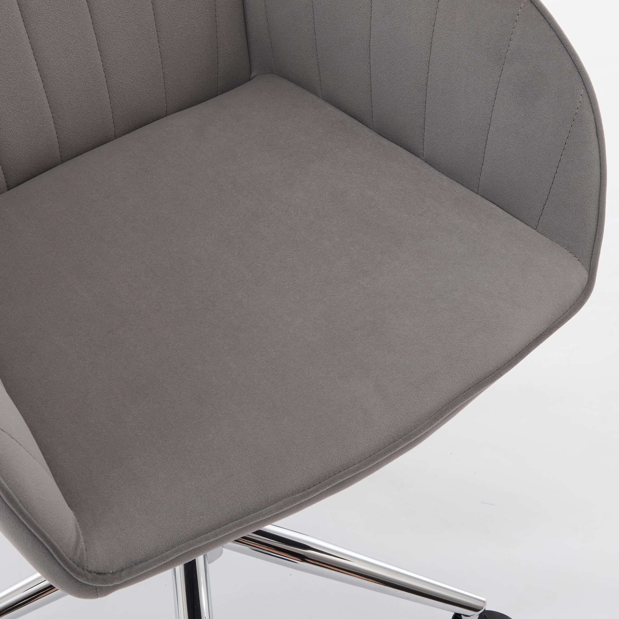 Ergonomic Office Chair with Adjustable Height，Velvet Swivel Desk Chair with Lumbar Support and Memory Foam Seat，Gray Home Office Chair for Long Sitting Comfort
