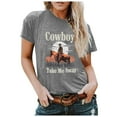 thumbnail image 3 of Xmyrz Western Shirts For Women Cowboy Take Me Away Vintage Graphic Tees Casual Summer Crewneck Short Sleeve Horse Tops, 3 of 5